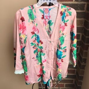 Johnny Was tie-front silk blouse - Sz S